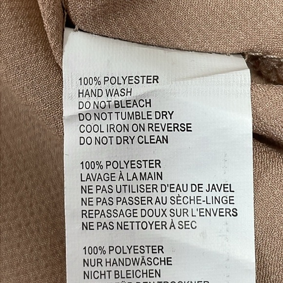 NWT Boohoo Satin Wrap Top Long Sleeve Blouse Nude 20 - Picture 12 of 16